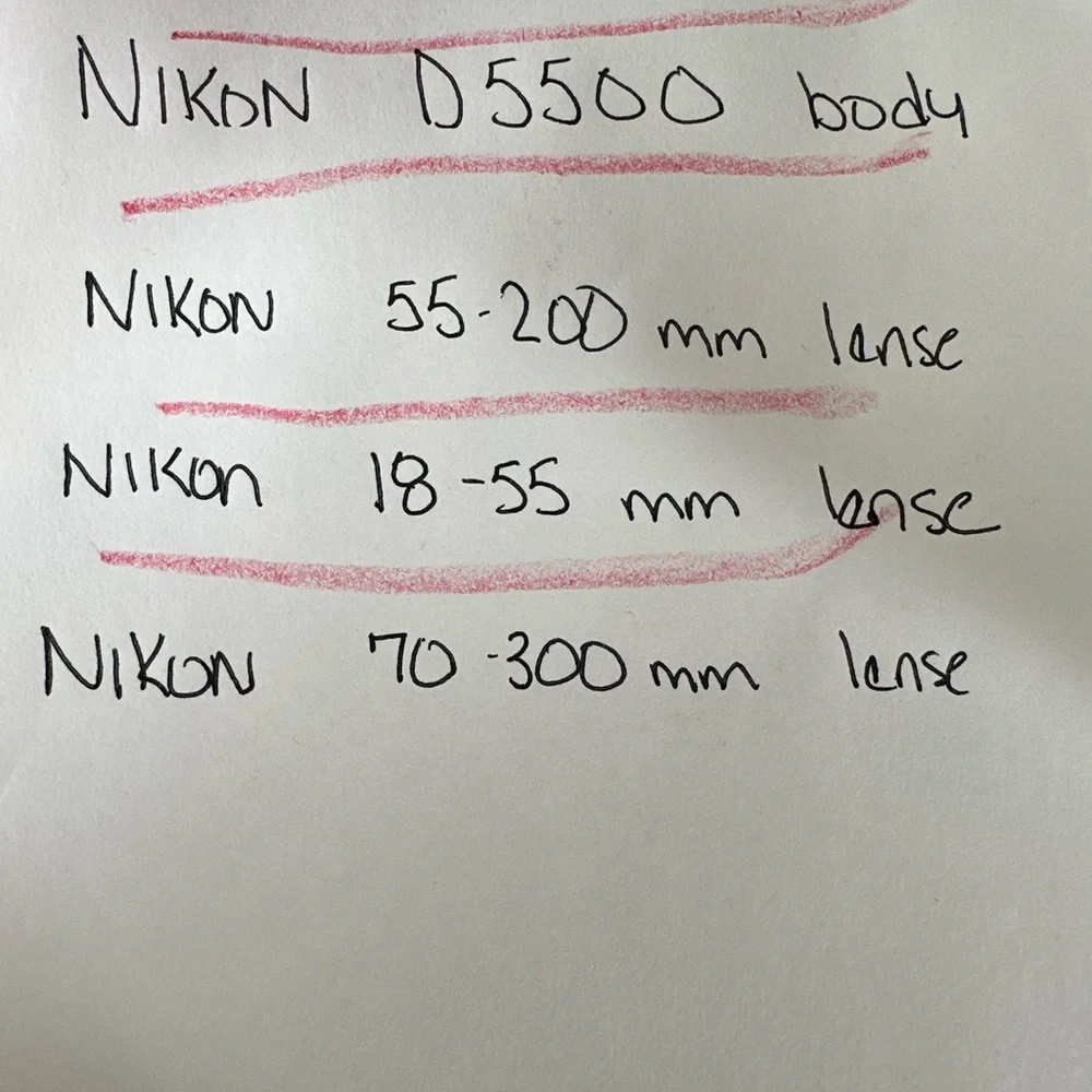 Nikon D5500 with 3 lenses, accessories and bag
